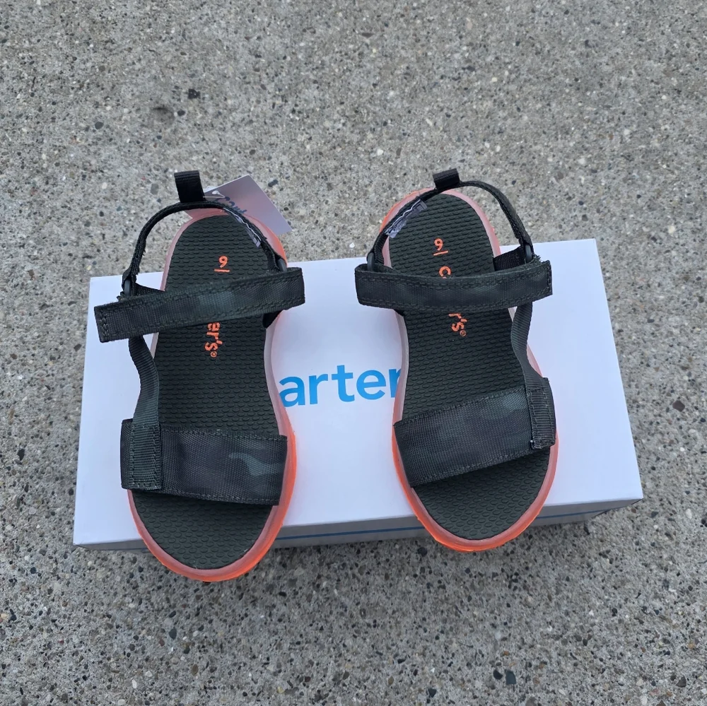 Carter's Kids Sandals - Black and Orange Size 8